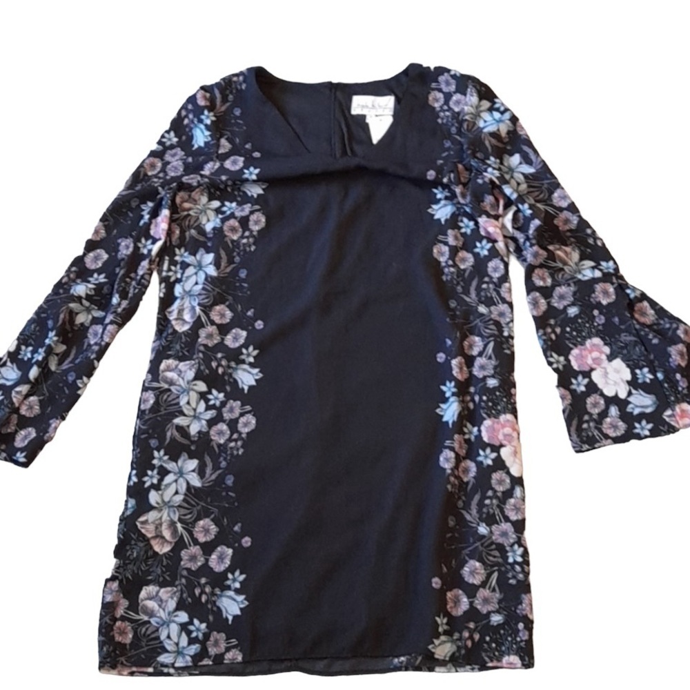 NICOLE MILLER WOMENS SIZE 10 FLORAL BLACK SHIRT DRESS